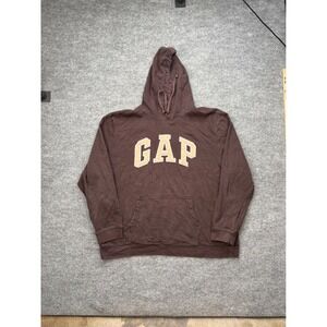 Gap Arch Logo Hoodie Mens XXL Brown Pullover Fleece Sweatshirt Classic Fit